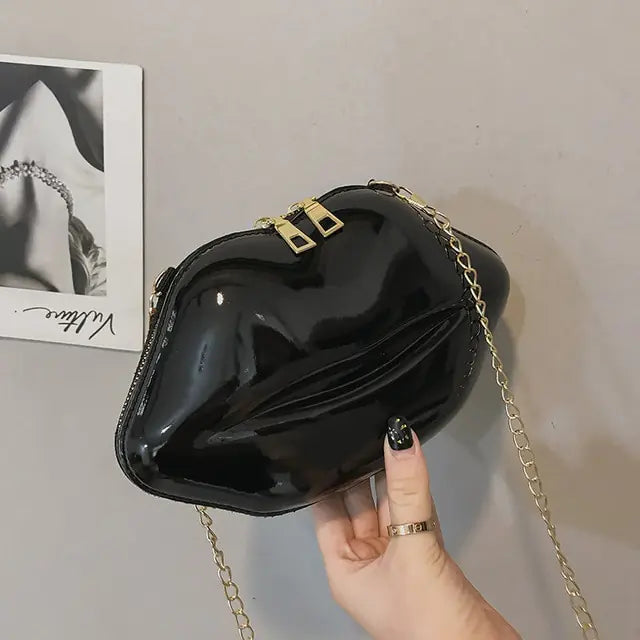 Fashion All-match  Shoulder Bag PU Solid Color Zipper Crossbody Patent Leather
