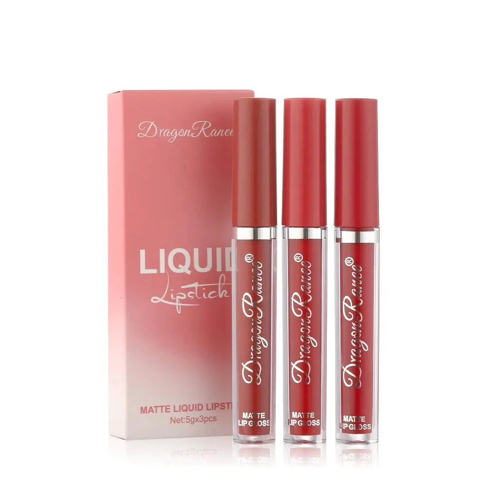 3PCS/Set Waterproof Matte Velvet Lip Gloss